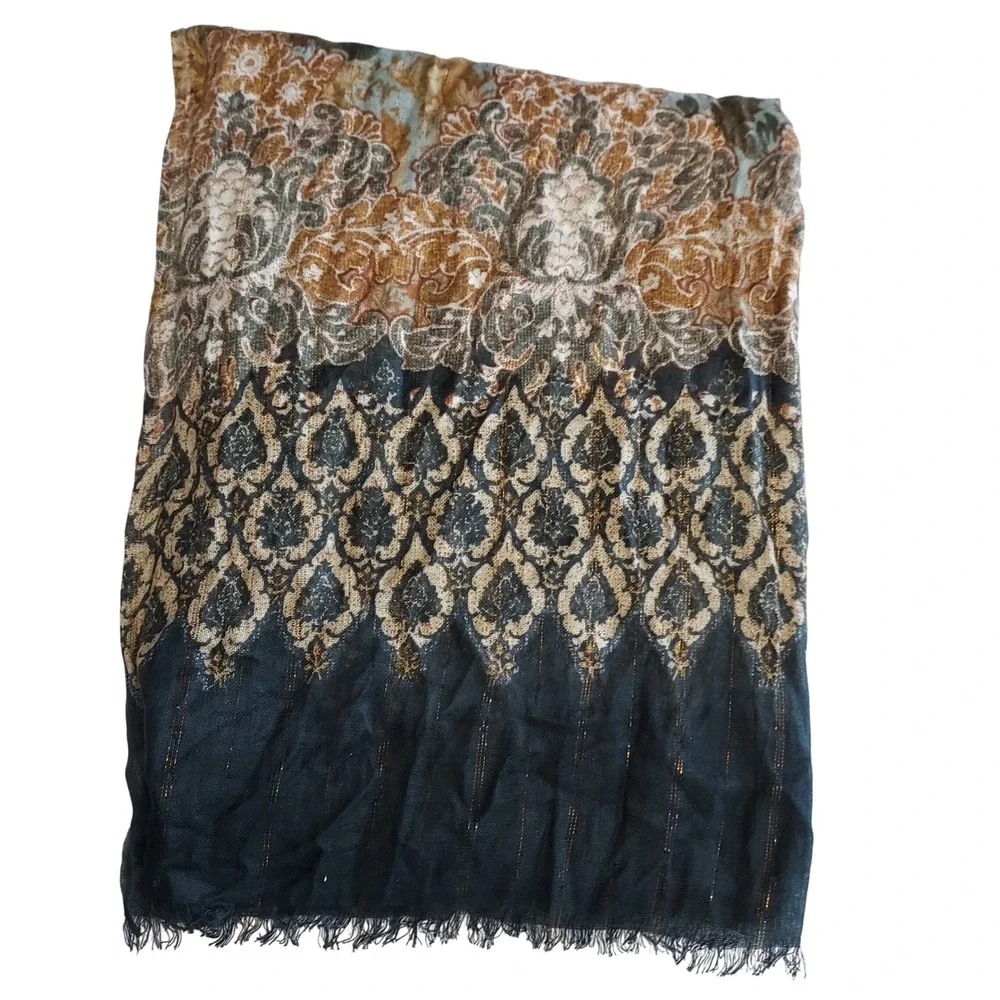 Women's Lightweight Abstract‎ Animal Floral Paisley Scarf Blue Brown Black Boho